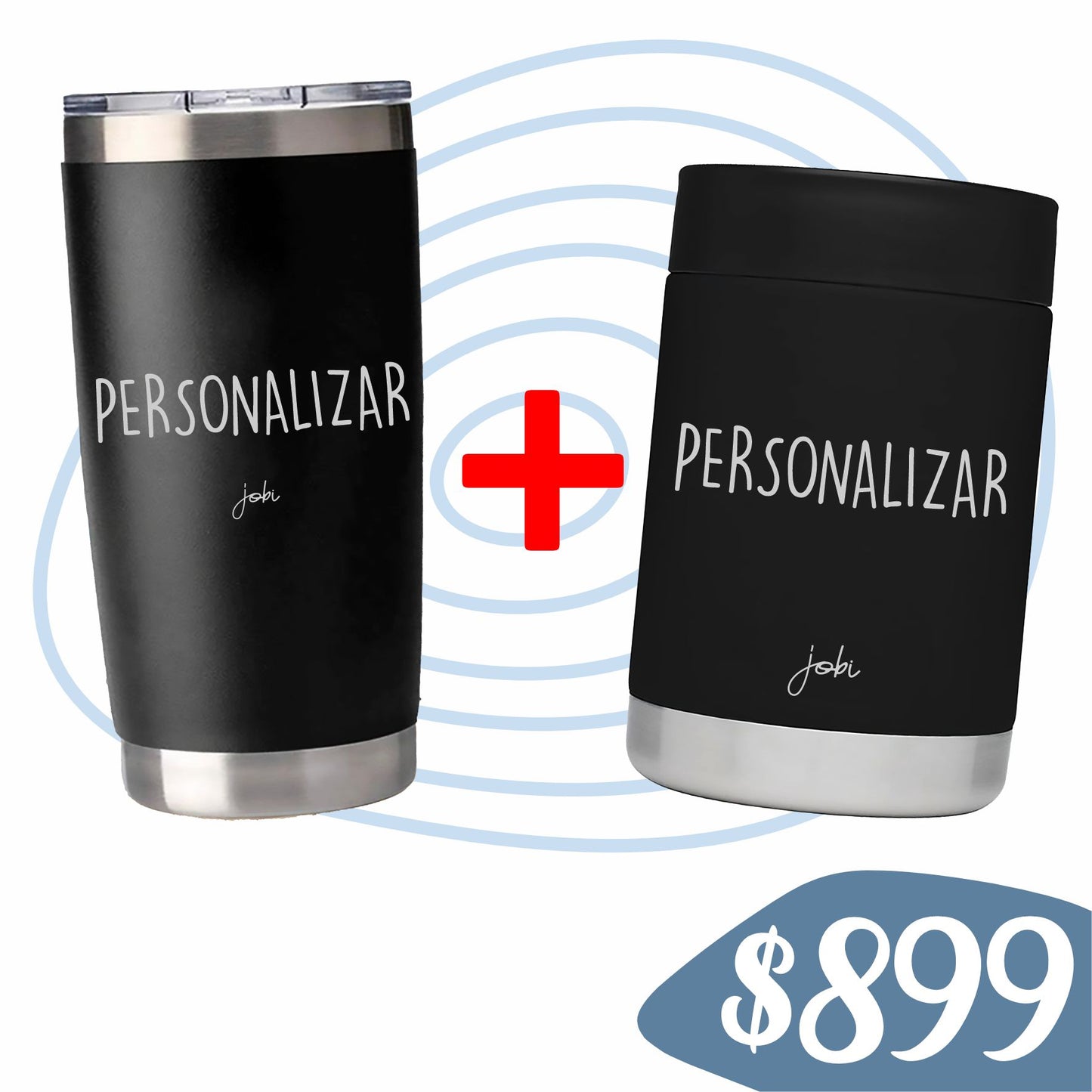 Vaso de 20 oz + Portalatas negro